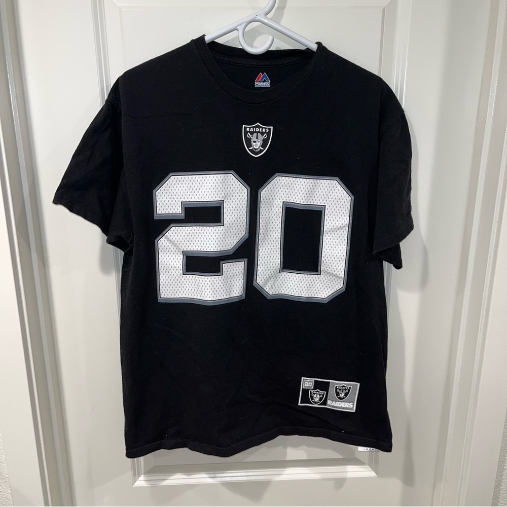 Majestic Oakland Raiders #20 T-Shirt Mens size L Black Football Mc Fadden